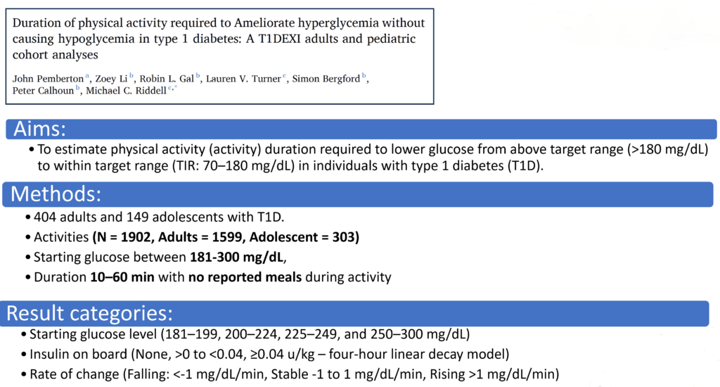 T1DEXI secondary analysis showing consistent glucose-lowering effect of activity when insulin is on board