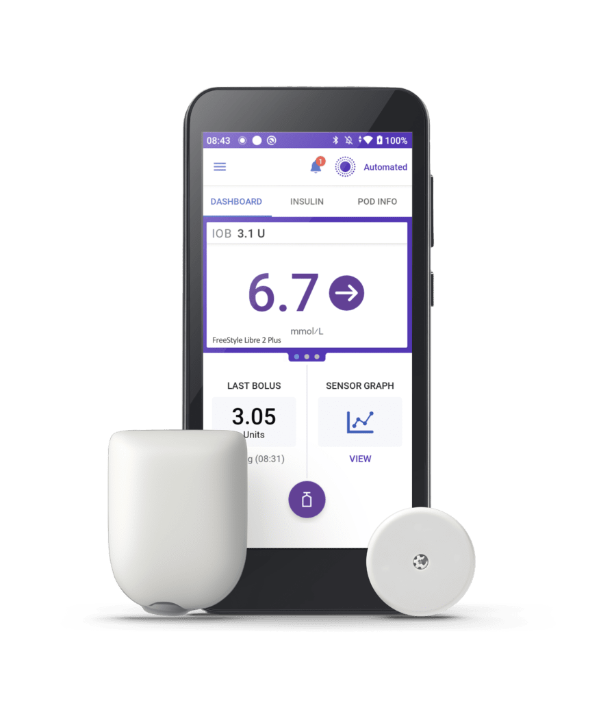 Omnipod 5 system configured with FreeStyle Libre 2 Plus sensor