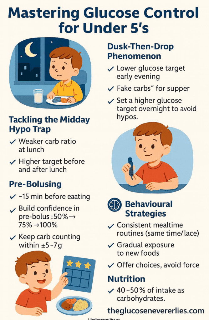 Mastering glucose control in under-5s summary infographic — The Glucose Never Lies®