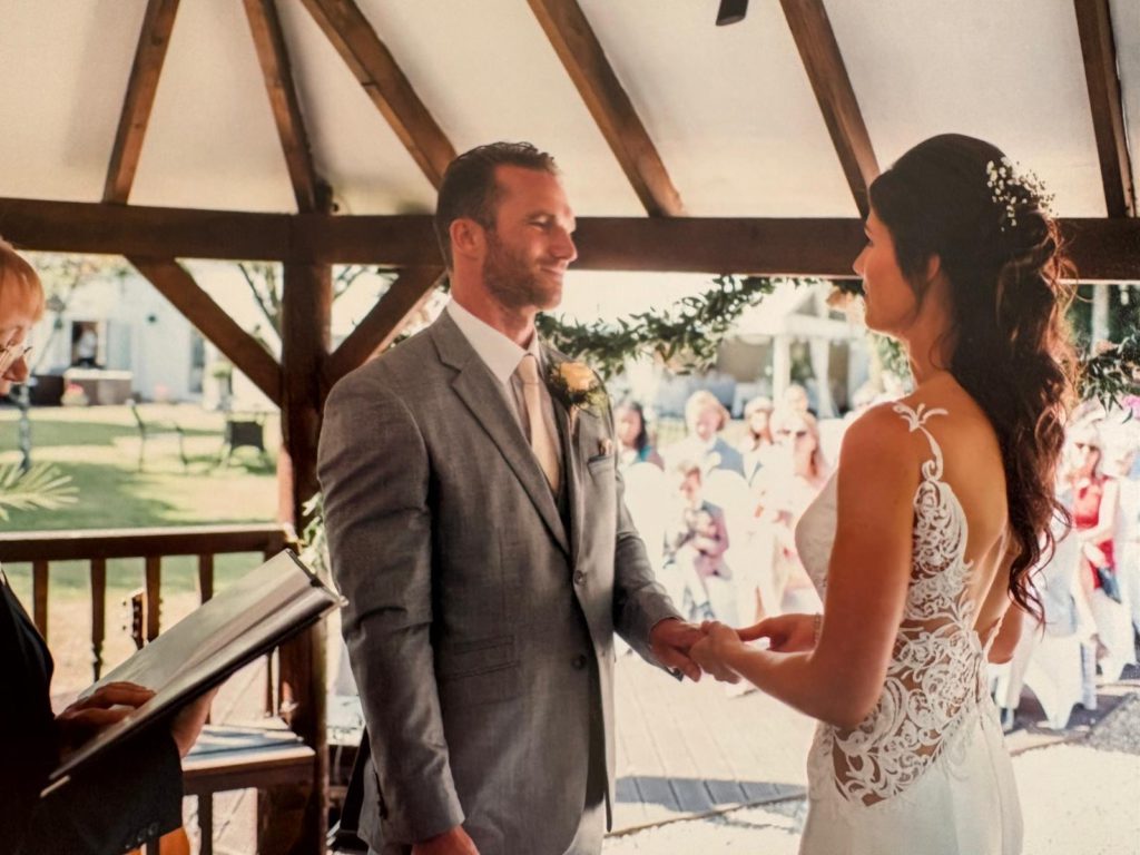 John and Dani's wedding anniversary photo, June 2025 — a day of reminiscing that brought more tears than celebration