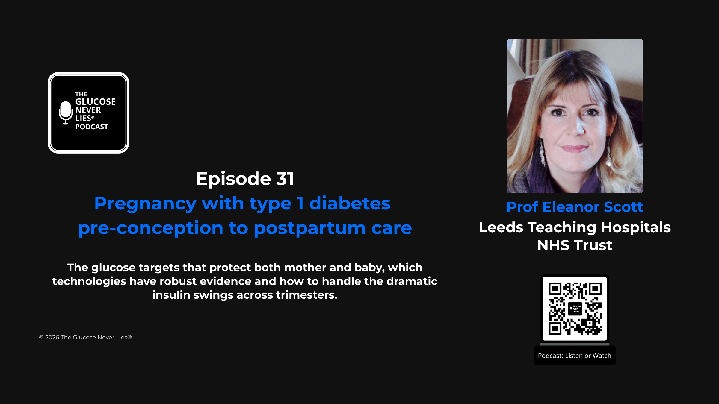 Episode 31 cover image — Pregnancy with type 1 diabetes, Prof Eleanor Scott