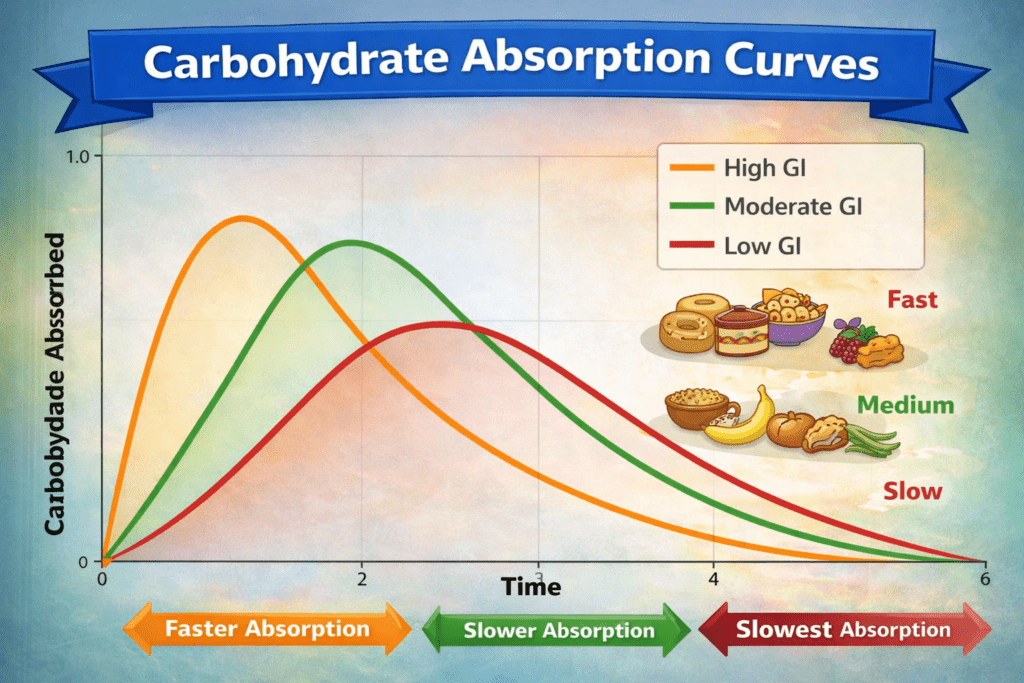 Glucose appearance from carbohydrate over time: rapid to slow absorption patterns and the factors that influence them